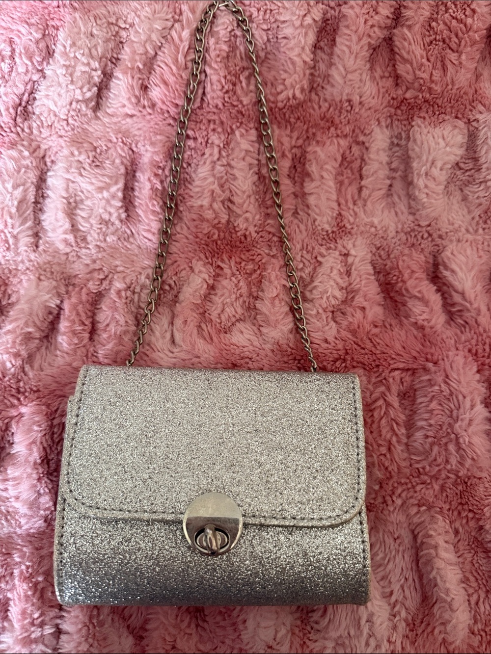 Silver Glitter Chain Shoulder Bag